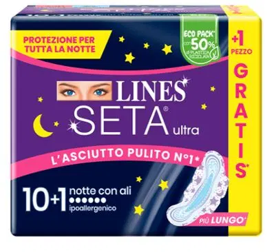 LINES SETA ULTRA ASSORBENTI NOTTE CP 10+1 PEZZI LINES SETA ULTRA ASSORBENTI NOTTE CP 10+1 PEZZI