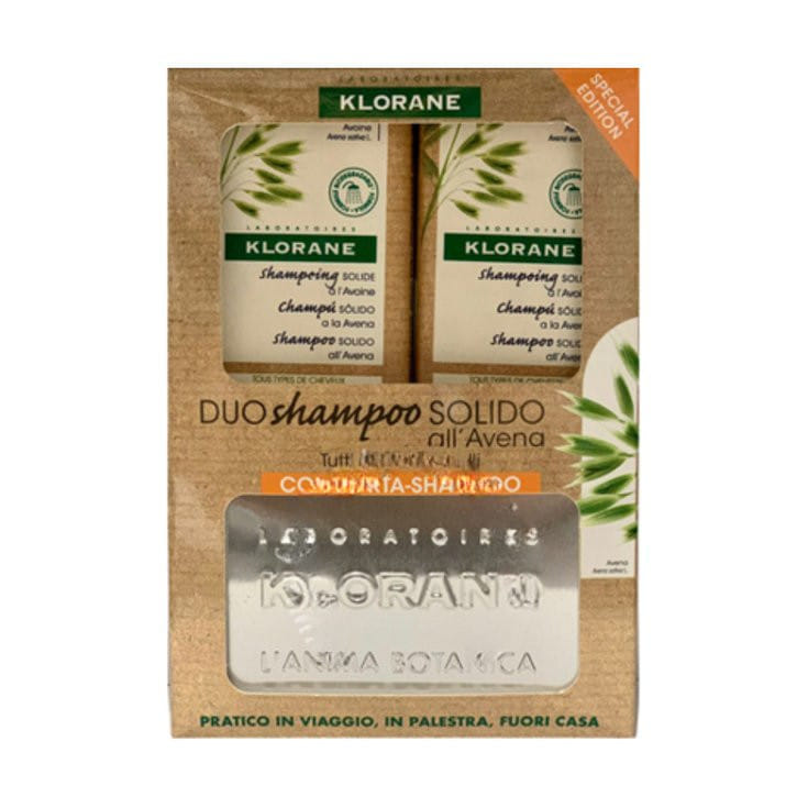 KLORANE DUO SHAMPOO SOLIDO AVENA 80 G + PORTASHAMPOO