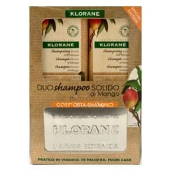 KLORANE DUO SHAMPOO SOLIDO MANGO 80 G + PORTASHAMPOO