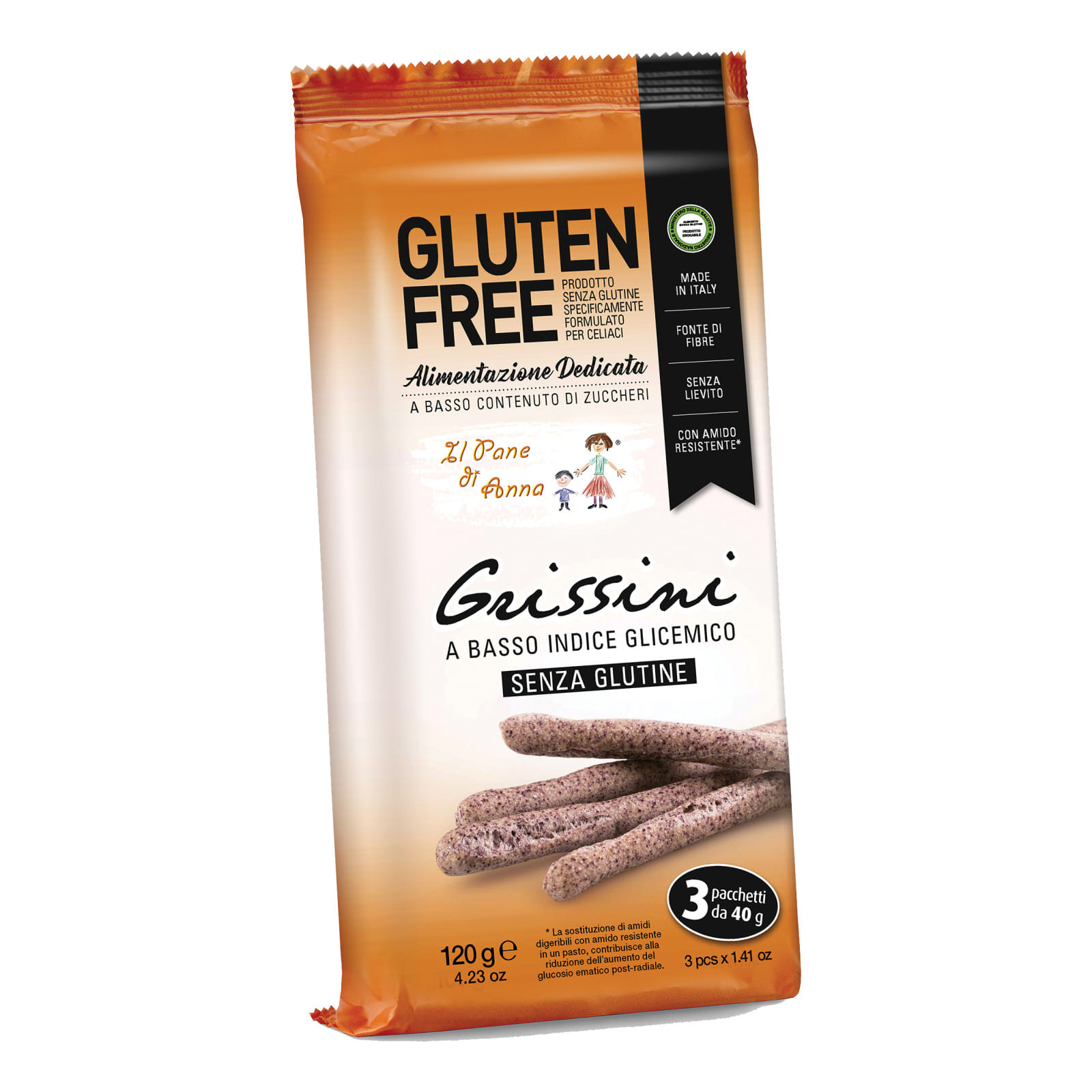 IL PANE DI ANNA GRISSINI A BASSO INDICE GLICEMICO 3 PACCHETTI DA 40 G
