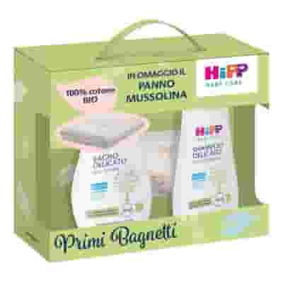 HIPP COFANETTO PRIMI BAGNETTI MUSSOLINA 1 BABY CARE BAGNO DELICATO 350 ML + 1 BABY CARE SHAMPOO DELICATO 200 ML + 1 PANNO MUSSOLINA