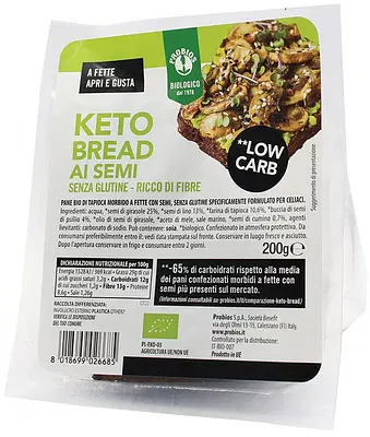PROBIOS KETO BREAD CON SEMI SENZA GLUTINE 200 G PROBIOS KETO BREAD CON SEMI SENZA GLUTINE 200 G
