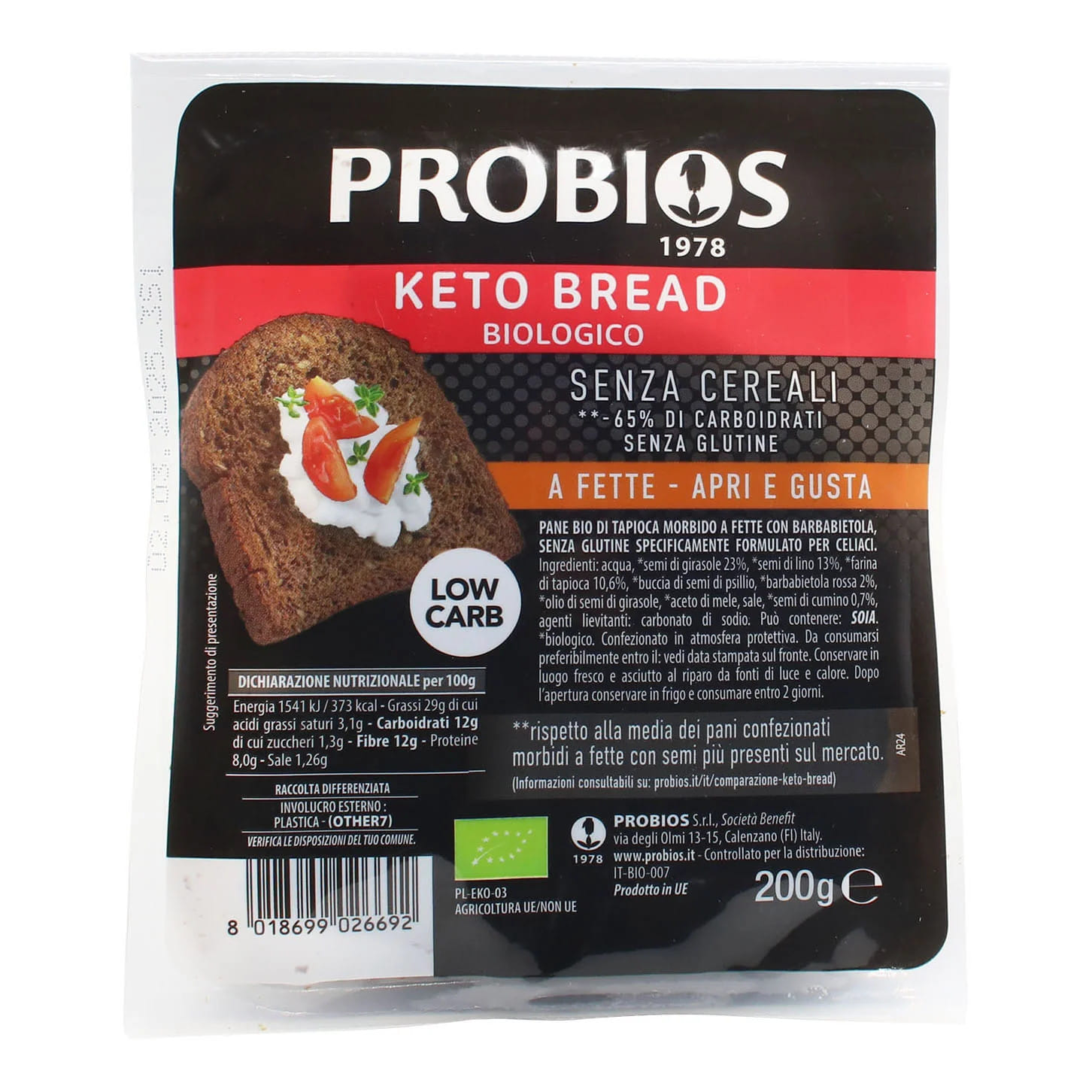 PROBIOS KETO BREAD SENZA GLUTINE 200 G