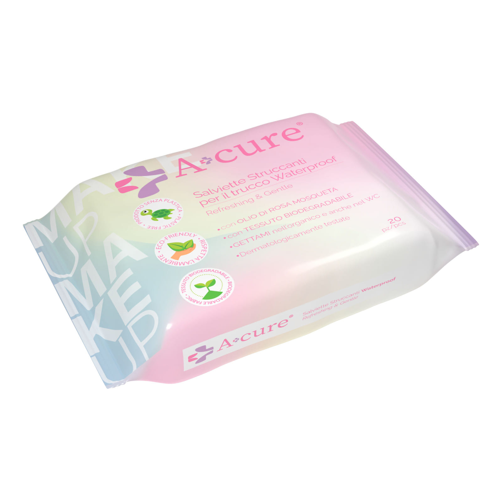 A+CURE SALVIETTA STRUCCANTE WATERPROOF 20 PEZZI POP-UP