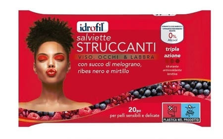 IDROFIL SALVIETTINE STRUCCANTI SUCCO DI MELOGRANO RIBES NERO E MIRTILLO 20 PEZZI