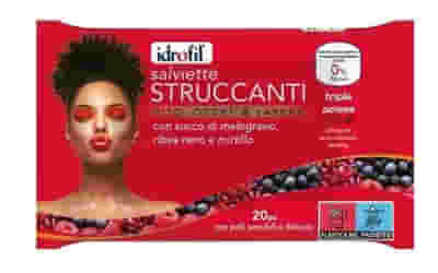 IDROFIL SALVIETTINE STRUCCANTI SUCCO DI MELOGRANO RIBES NERO E MIRTILLO 20 PEZZI