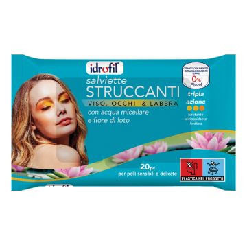 IDROFIL SALVIETTINE STRUCCANTI ACQUA MICELLARE E FIOR DI LOTO 20 PEZZI