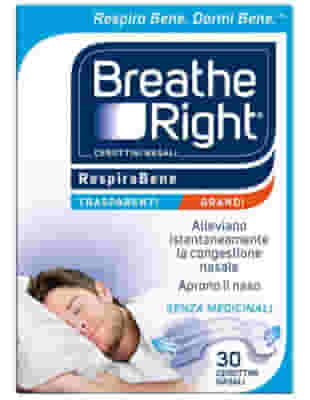 CEROTTI NASALI BREATHE RIGHT TRASPARENTI GRANDI 30 PEZZI