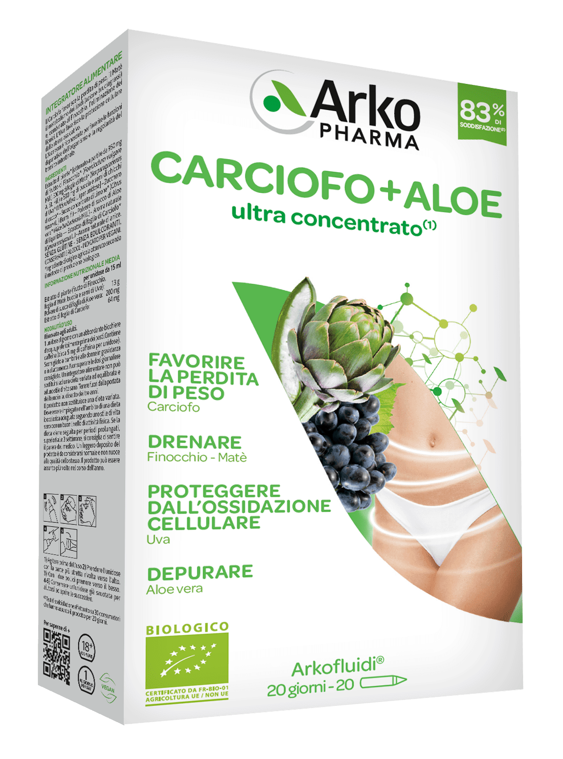 ARKOFLUIDI CARCIOFO+ALOE VERA 20 FLACONCINI 200 G