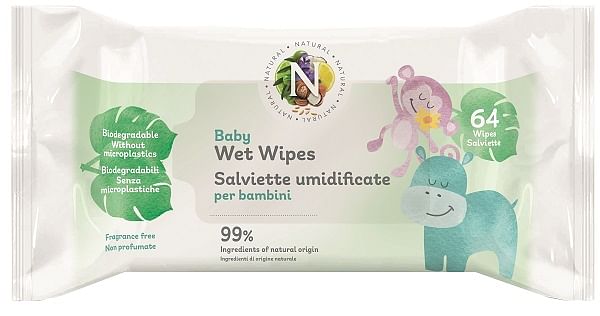 Baby Wet Wipes Natural 64 Pezzi