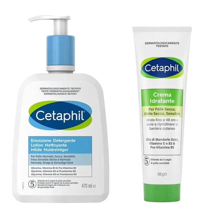Cetaphil Bipack Emulsione Detergente 470 Ml + Crema Idratante 100 G