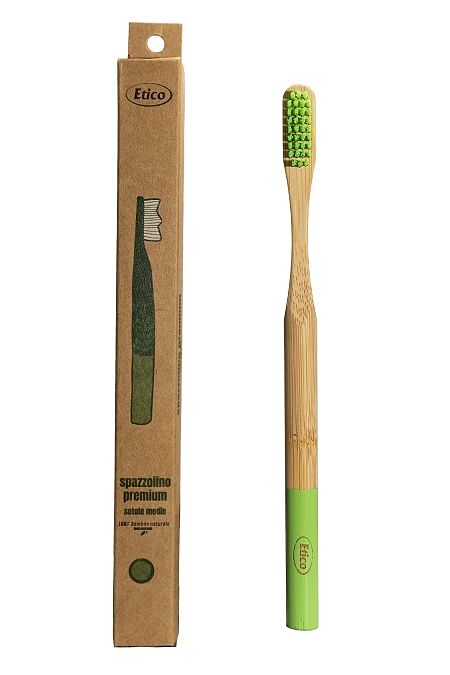 Etico Spazzolino Adulto Premium Bambu Verde Chiaro