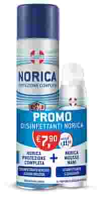NORICA PROTEZIONE COMPLETA DISINFETTANTE AEROSOLO AZIONE VIRUCIDA ESSENZA BALSAMICA 300 ML + MOUSSE MANI DISINFETTANTE E IDRATANTE MUSCHIO BIANCO