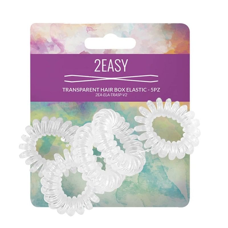 2 Easy Transparent Hair Box Elastic 5 Pezzi