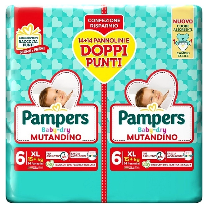 Pampers Baby Dry Pannolino Mutandina Xl Duo Downcount 28 Pezzi