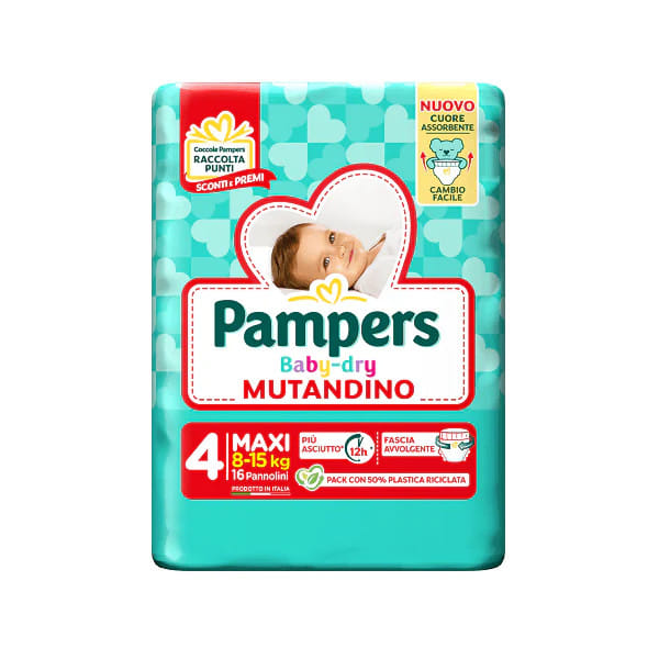 PAMPERS BABY DRY PANNOLINO MUTANDINA MAXI SMALL PACK 16 PEZZI