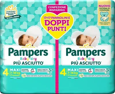 PAMPERS BABY DRY PANNOLINO DUO DOWNCOUNT MAXI 34 PEZZI PAMPERS BABY DRY PANNOLINO DUO DOWNCOUNT MAXI 34 PEZZI