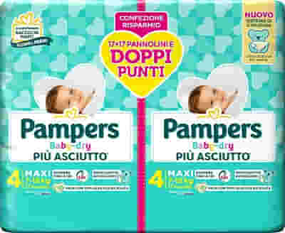 PAMPERS BABY DRY PANNOLINO DUO DOWNCOUNT MAXI 34 PEZZI