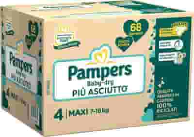 PAMPERS BABY DRY QUADRI PANNOLINO DOWNCOUNT MAXI 68 PEZZI
