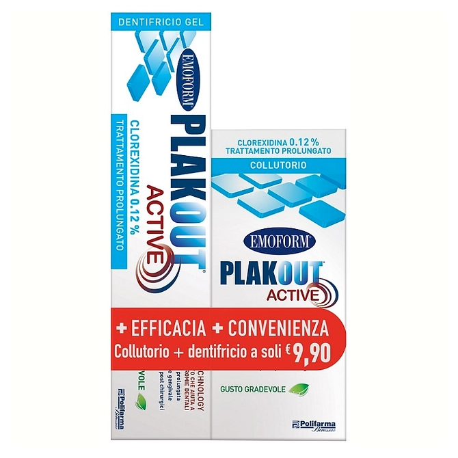 Emoform Plak Out Active Clorexidina 0,12% Collutorio 200 Ml + Dentifricio 75 Ml