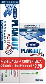 Emoform Plak Out Active Clorexidina 0,20% Collutorio 200 Ml + Dentifricio 75 Ml