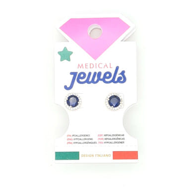 Mj Post 387 Orecchino Lobo Pietra Tonda Blu