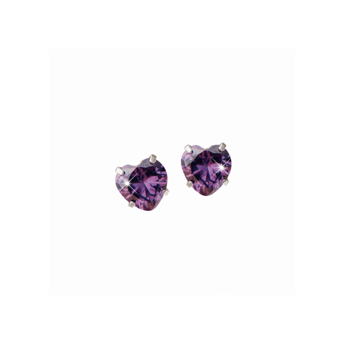 Mj Post 399 Orecchino Punto Luce Cuore Viola 7 Mm
