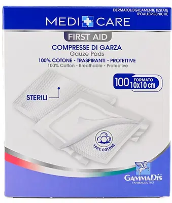 GARZA MEDICARE COTONE 10X10 CM 100 PEZZI GARZA MEDICARE COTONE 10X10 CM 100 PEZZI