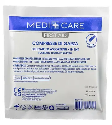 GARZA MEDICARE COTONE 10X10 CM 25 PEZZI GARZA MEDICARE COTONE 10X10 CM 25 PEZZI