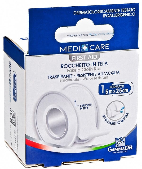 Cerotto In Rocchetto Medicare  Tela Bianco Plus 500 X2,5 Cm