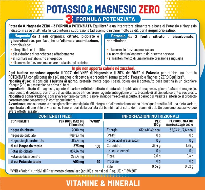 POTASSIO & MAGNESIO ZERO 3 18 BUSTINE