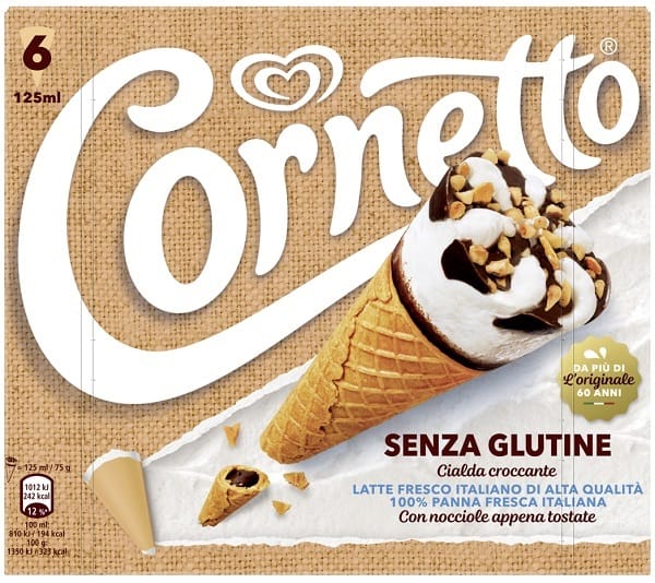 ALGIDA CORNETTO SENZA GLUTINE 6 PEZZI DA 75 G