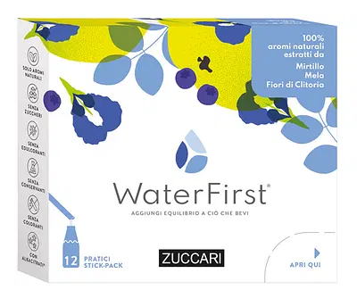 WATER FIRST MIRTILLO-MELA-FIORI CLITORIA 12 STICK PACK WATER FIRST MIRTILLO-MELA-FIORI CLITORIA 12 STICK PACK
