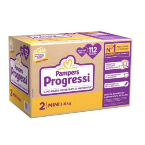 PAMPERS QUADRI PROGRESSI MINI 112 PEZZI