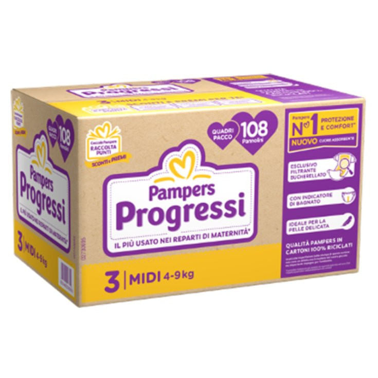 PAMPERS QUADRI PROGRESSI MIDI 108 PEZZI