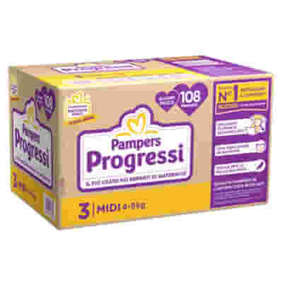 PAMPERS QUADRI PROGRESSI MIDI 108 PEZZI