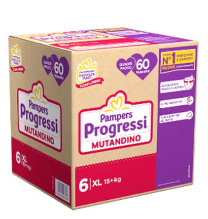PAMPERS PROGRESSI MUTANDINA QUADRI XL 60 PEZZI