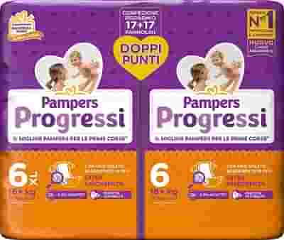 PAMPERS PROGRESSI PANNOLINO EXTRALARGE PACCO DOPPIO 34 PEZZI