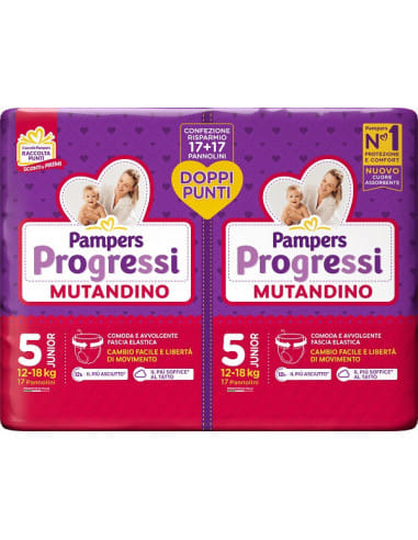 PAMPERS PROGRESSI MUTANDINO JUNIOR PACCO DOPPIO 34 PEZZI