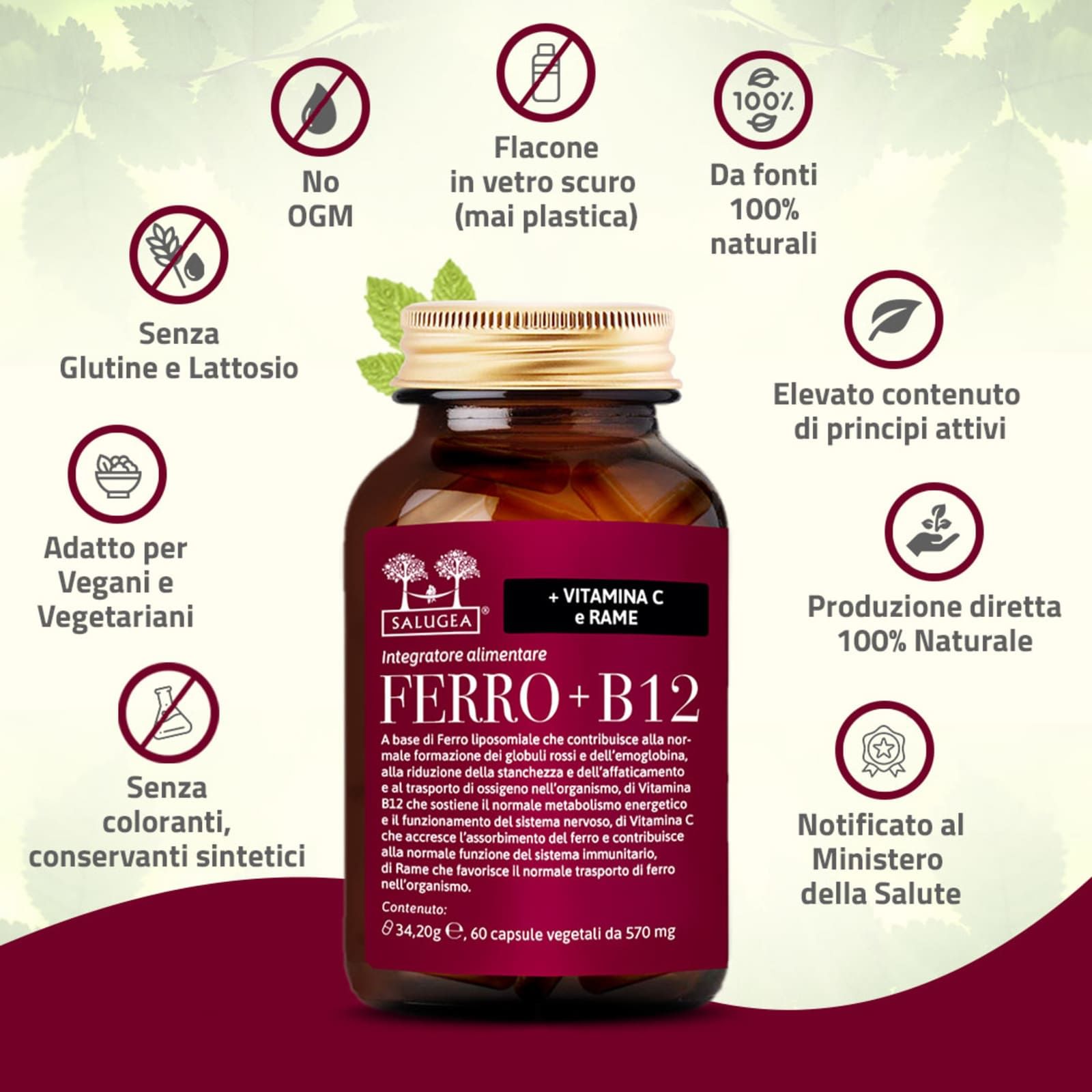 SALUGEA FERRO + B12 60 CAPSULE
