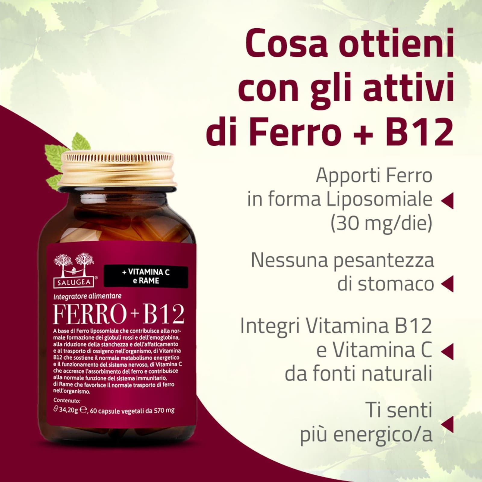SALUGEA FERRO + B12 60 CAPSULE