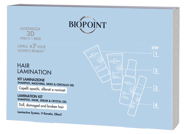 BIOPOINT HAIR LAMINATION KIT 1 SHAMPOO 20 ML + 1 MASCHERA 20 ML + 1 SIERO 20 ML + 1 CRISTALLO GEL 8 ML