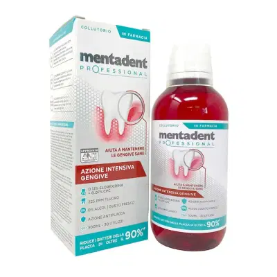MENTADENT PROFESSIONAL COLLUTORIO 0,12% CLOREXIDINA + 0,07% CPC 300 ML MENTADENT PROFESSIONAL COLLUTORIO 0,12% CLOREXIDINA + 0,07% CPC 300 ML