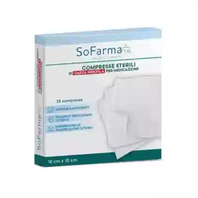 GARZA COMPRESSA IN COTONE 10X10 CM 25 PEZZI SOFARMAPIU'