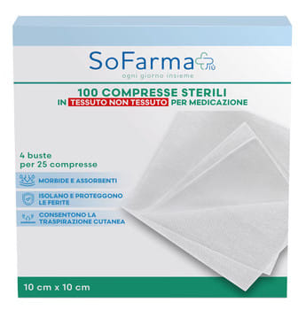 GARZA COMPRESSA IN TNT 10X10 CM 100 PEZZI SOFARMAPIU'