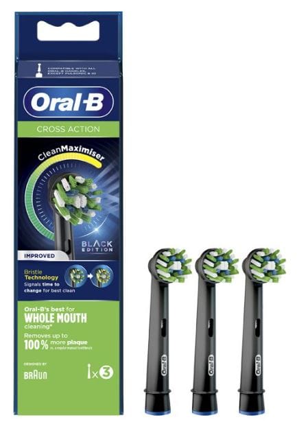 Oralb Power Refill Eb50 Crossaction Black 3 Pezzi