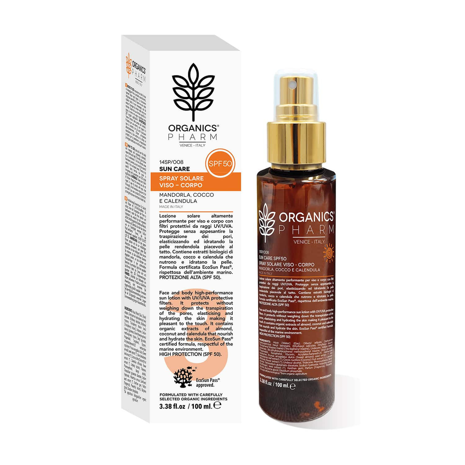 ORGANICS PHARM SUN CARE SPRAY SOLARE VISO-CORPO SPF50 100 ML
