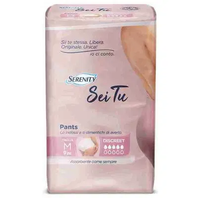 SERENITY PANTS PANNOLONE A MUTANDINA SEITU DISCREET TAGLIA MEDIUM 9 PEZZI SERENITY PANTS PANNOLONE A MUTANDINA SEITU DISCREET TAGLIA MEDIUM 9 PEZZI