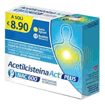 ACETILCISTEINA ACT PLUS NAC 600 12 BUSTINE EFFERVESCENTI AGRUMI