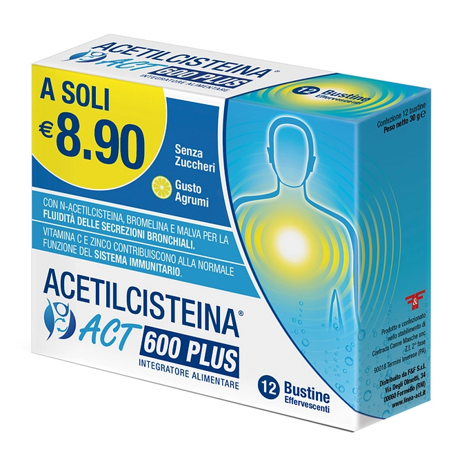 Acetilcisteina Act 600 Plus 12 Bustine Effervescenti Agrumi
